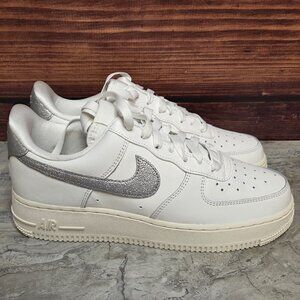 Nike Air Force 1 '07 Low Silver Swoosh Women's 8 Summit White Shoes DQ7569-100
